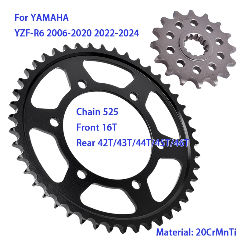 Фото Звездочка передняя 16T и задняя 42T/43T/44T/45T/46T для YAMAHA YZFR6 YZF R6 1S5 1JS 2CX Race Base ‌   GYTR 50-летие, 60-летие №1