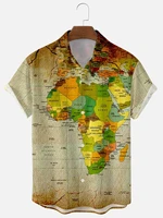 mens shirts y2k hombre map pattern 3d digital printing short shirts mens street hawaii vintage shirts mens shirts