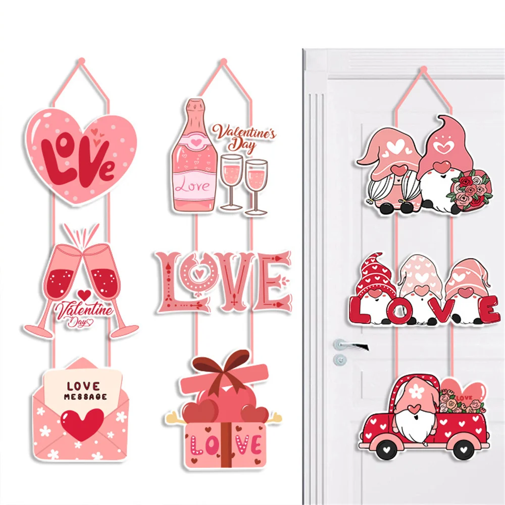 

2024 Valentine's Day Door Sign Red Heart Paper Door Hanger Heart Shaped Door Decoration Happy Valentines Day Wall Decorations