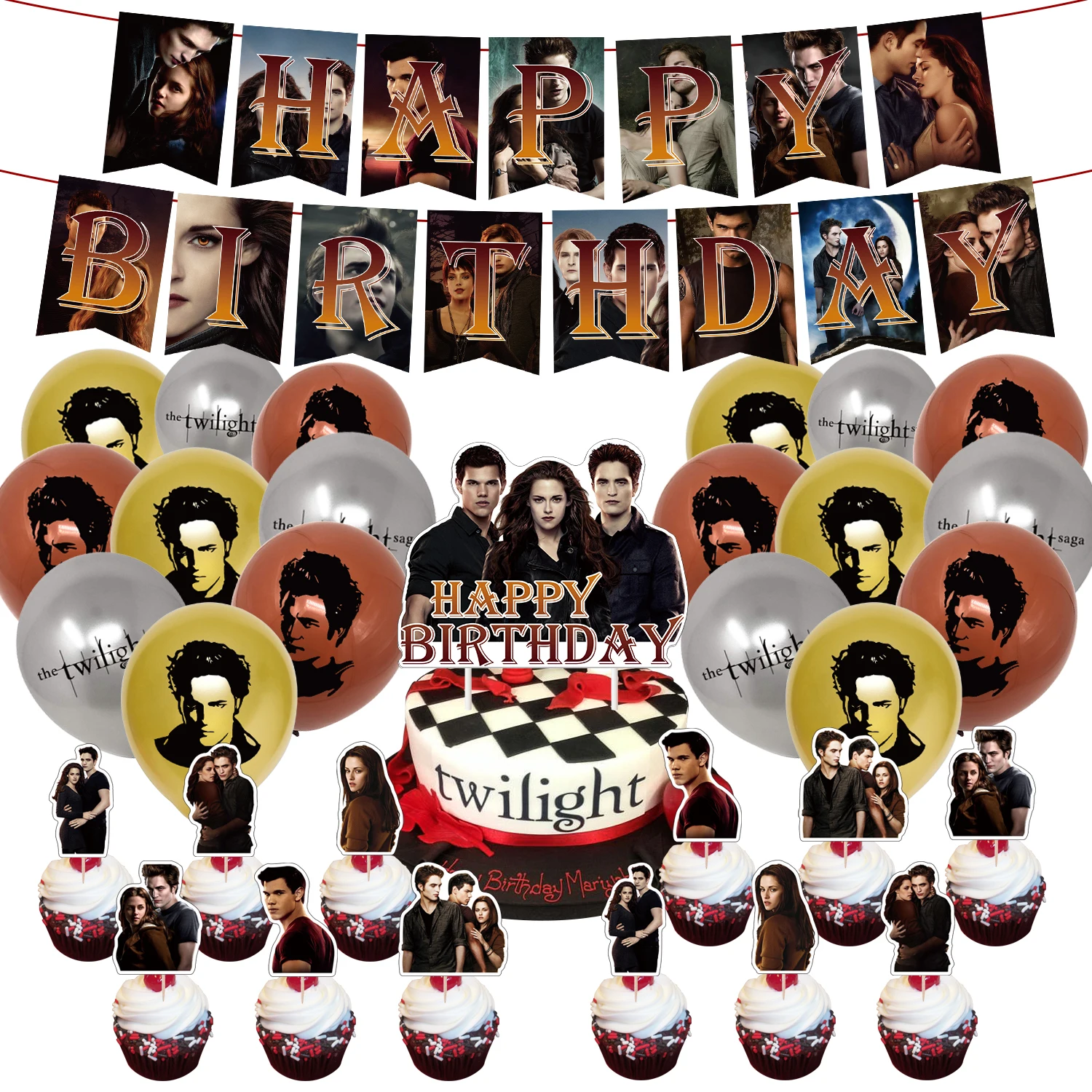 

TV play The Twilight Saga Party Decorations Banner Balloons Cake Toppers For Birthday Party Decor Supplies Favor