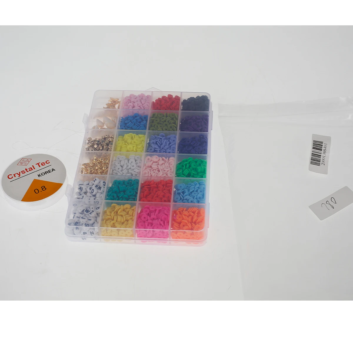 

Clay Heishi Beads Flat Round Polymer Clay Beads 6mm Clay Spacer Beads with Letter Beads Pendant Charms Jump Rings and 10m