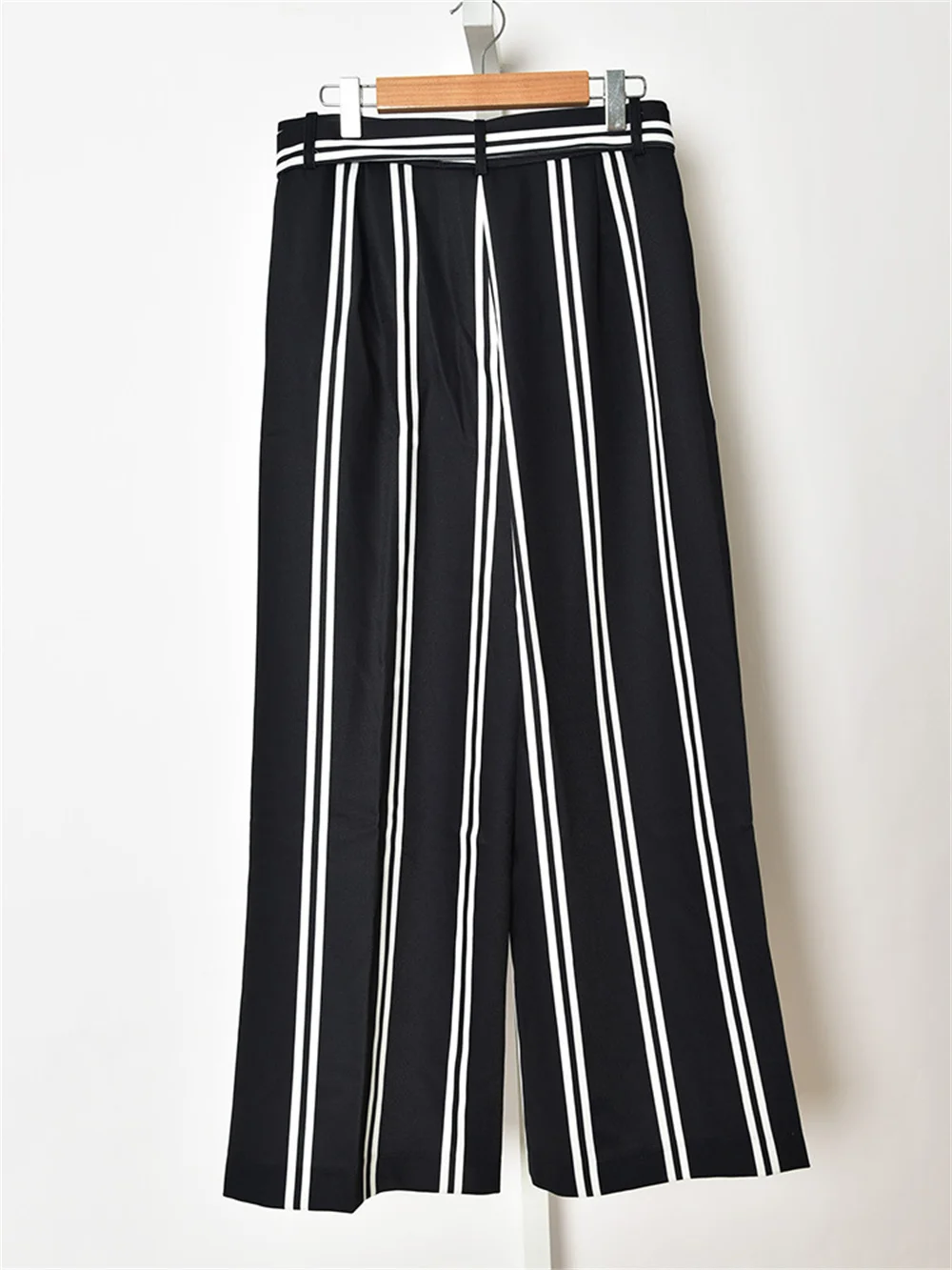 Clearance Specials Ultra-Low Price Women Lace Up Waist Straight  Contrast Color Striped Wide Leg Pants