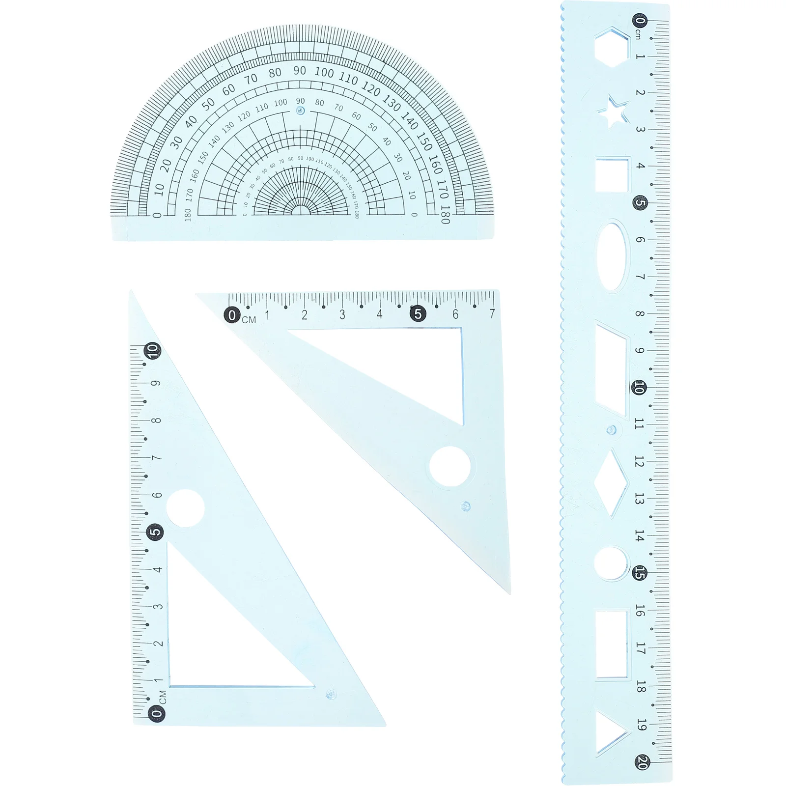 

3 Sets Tools Geometry Ruler Students Drawing Triangle Precise Protractor School Must Have Plastic Stationery Multi-functional