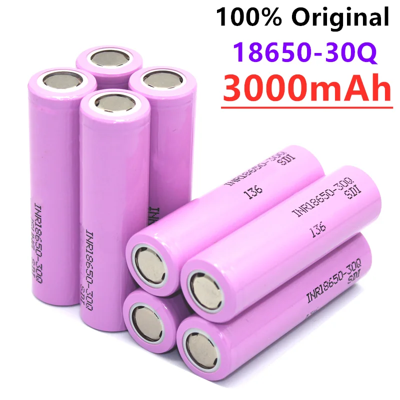 

Free Shipping Rechargeable Li-ion Battery 3.7V 3000mah 18650 Battery for 30Q INR 18650 30Q 20A Replacement Exteral Battery New