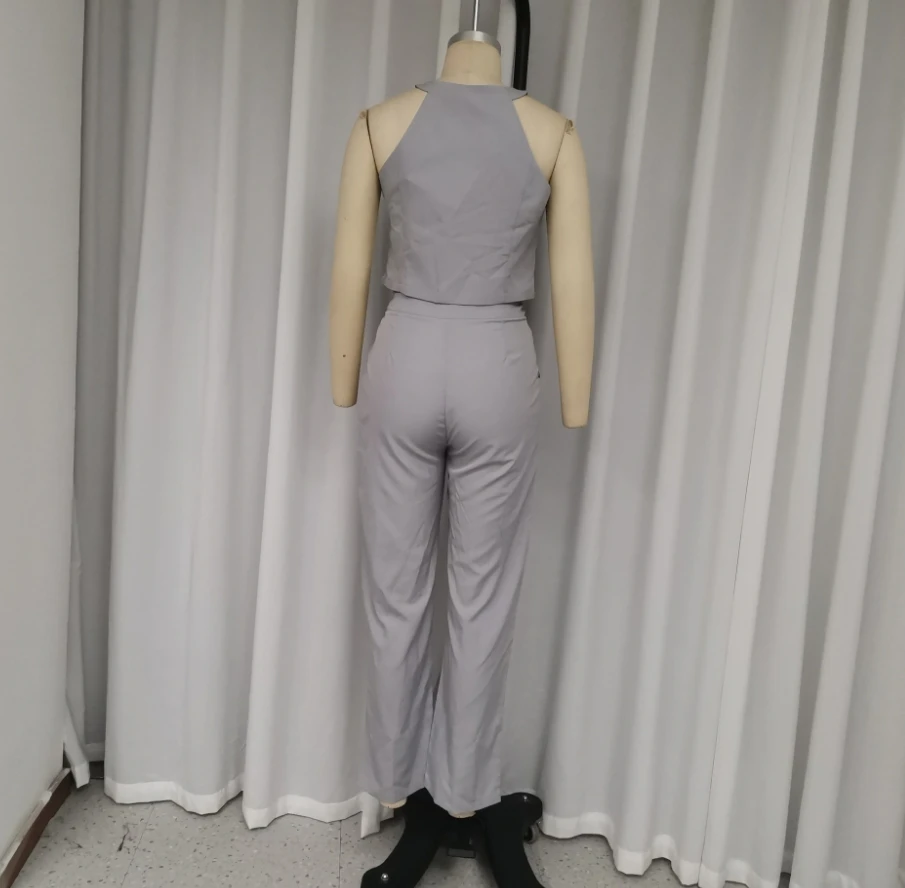 Женский Брючный комплект элегантный однобортный Топ без рукавов с круглым