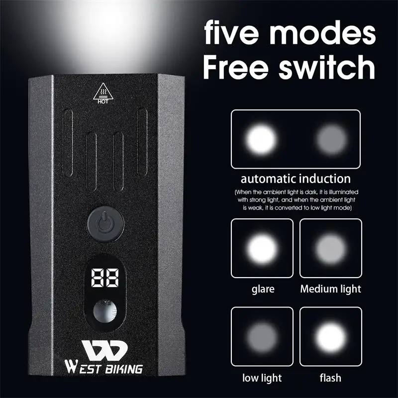 Фсветильник велосипедный светодиодный водонепроницаемый 1200 лм зарядка через USB |