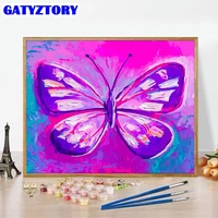 gatyztory purple butterfly oil painting by numbers for adults children unique gift 60x75cm framed animal picture by numbers home