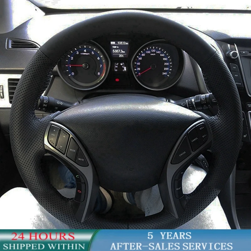 

Customized Braid Car Steering Wheel Cover Wrap Anti-Slip Artificial Leather For Hyundai Elantra 2011-2018 Avante i30 2012-2018