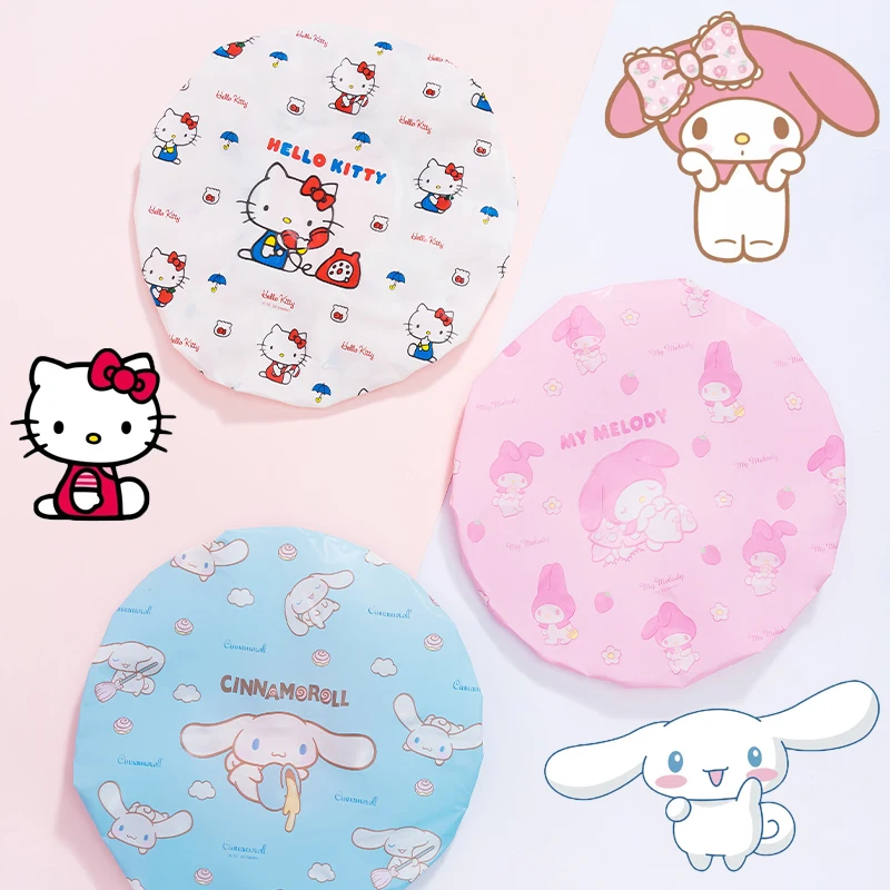 

Sanrios Cinnamoroll мимелоди Китти кавайная мультяшная душевая шапка Водонепроницаемая взрослая женская шапка для ванны маслонепроницаемая шапка ...