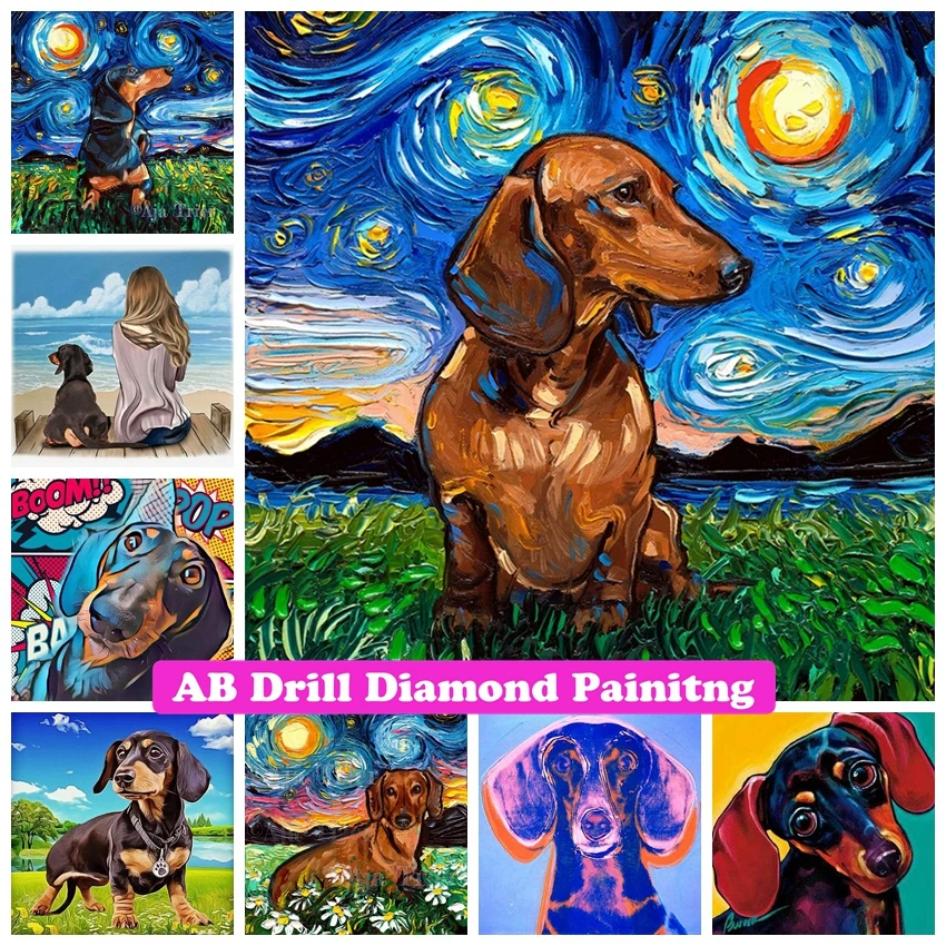 

Graffiti Dachshund 5D DIY AB Drill Diamond Painting Mosaic Animal Dog Cute Puppy Art Embroidery Pictures Cross Stitch Home Decor