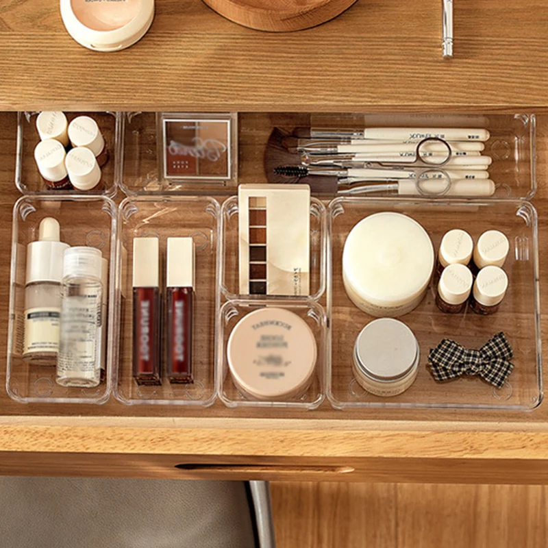 

Transparent Desk Acrylic Storage Box Drawer Organizers Jewelry Makeup Organizer For Cosmetic Closet Organizer For Small Things