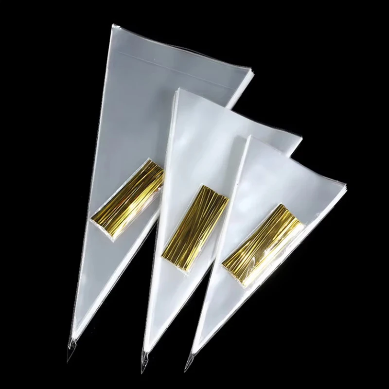 50 шт. прозрачные конусы сумки для хранения конфет и попкорна пластиковые