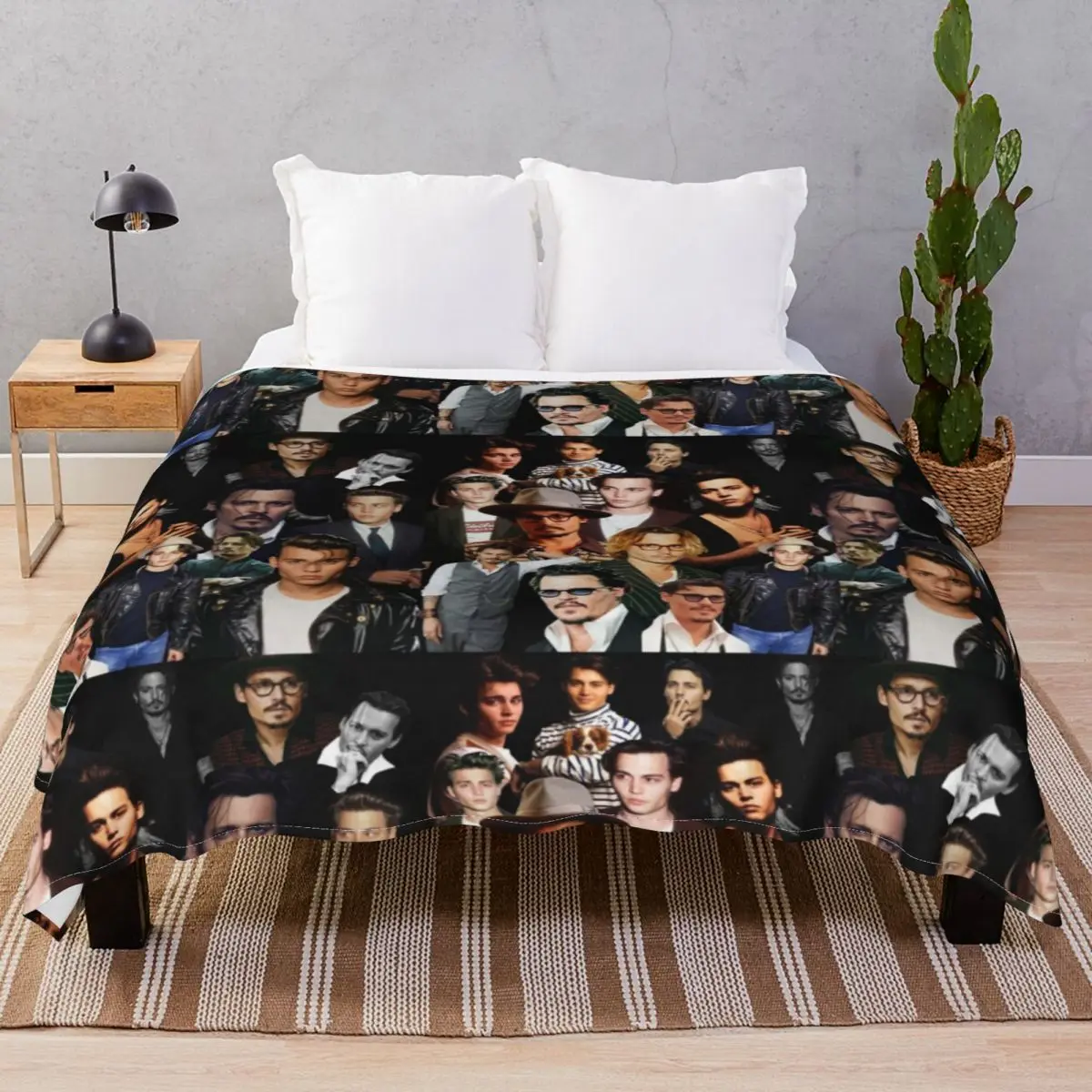Johnny Depp Sexy Collage Blanket Flannel Winter Super Soft Throw Blankets for Bedding Sofa Travel Cinema