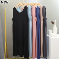 summer casualsexy nightwear for women elastic nightdress womens cotton o neck sleeveless fashion modal dress big size