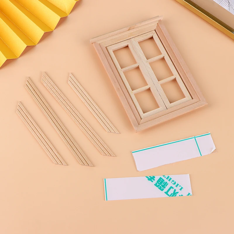 1:12 миниатюрная Неокрашенная оконная рамка для кукольного домика 6 окон мебель