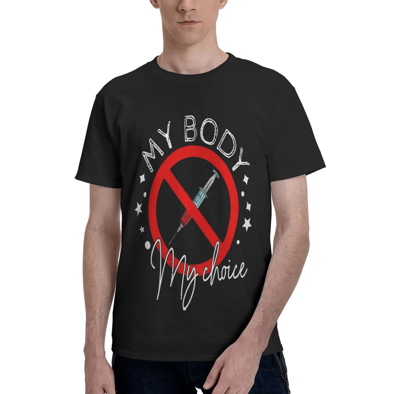 

No Vaccine Sign No Vaccine Mandates Oversized T-Shirt Tshirt Men's T-Shirts T Shirt Men Clothing Tops Men's Cotton T-Shirt Top
