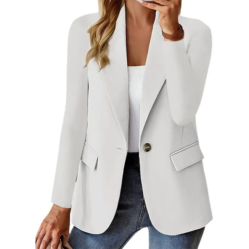 

Женский Костюмный пиджак на одной пуговице, однотонный прямой официальный офисный пиджак с длинным рукавом, женские пиджаки