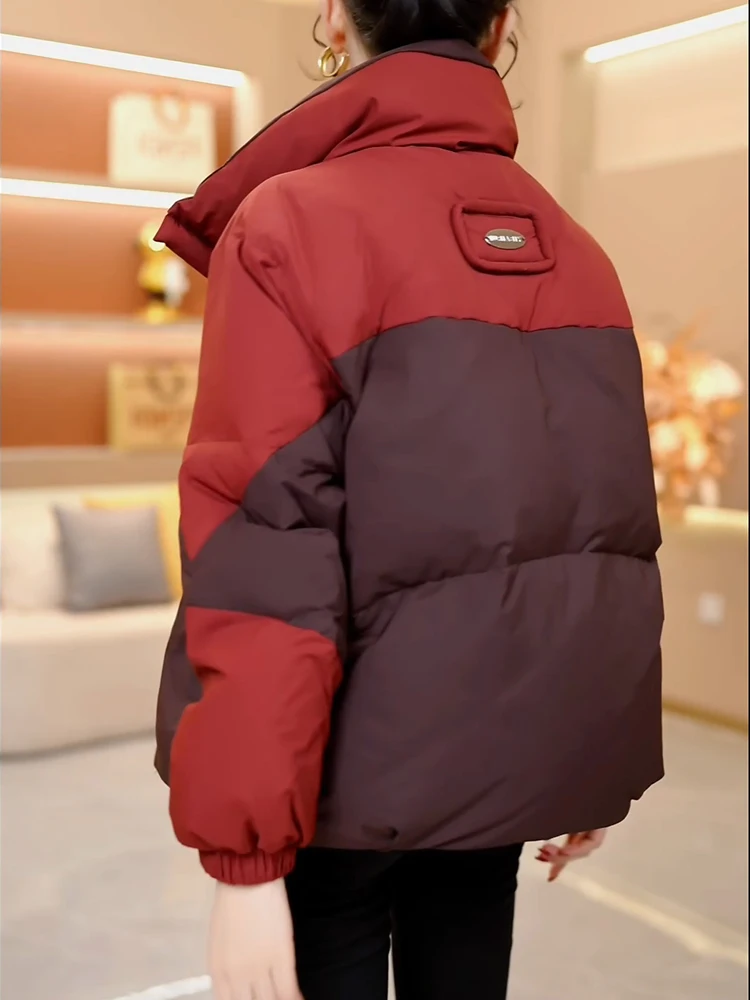Высококачественная свободная теплая куртка с воротником-стойкой женская зимняя