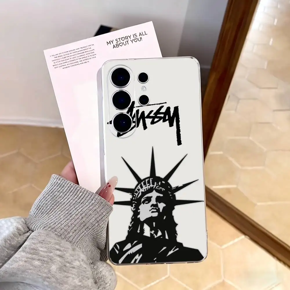 Фото Чехол для телефона S-stussyes-S для Samsung S25, S24, S21, S22, S23, S30, Ultra, S20, Plus, FE, прозрачный №3