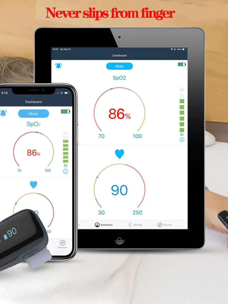 

Bluetooth pulse oximeter wearable oximeter anti snoring sleep continuous monitoring sound alarm data recording blood oxygen moni