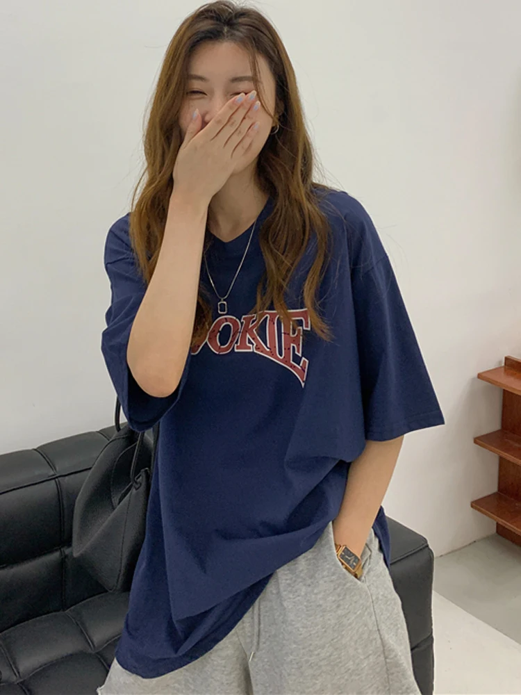 

harajuku cotton oversized Female T-shirt fashion letter printed T shirts Women Short Sleeve simple basic Tops Student streetwear