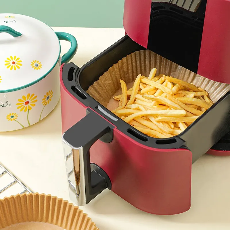 

100/50pcs 16/20cm Air Fryer Disposable Paper Liner Non-Stick Mat Parchment Wood Pulp Steamer Round Paper Liner Dropshipping