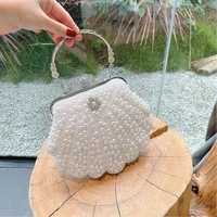 jiomay luxury designer handbag 2022 women shoulder bag female shopper purse fashion solid color pearl rhinestone chain shell bag