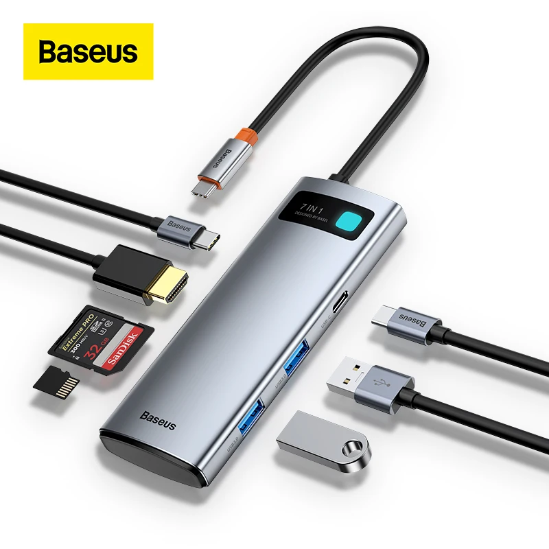 USB-концентратор Baseus с портом USB Type-C на HDMI 3 0 Вт | Компьютеры и офис