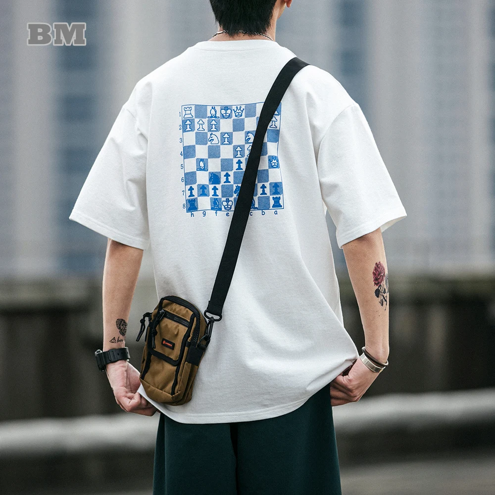 

Summer Fashion Streetwear Checkerboard Print Oversized T-Shirt Kpop Korean Couples Short Sleeve Tops Harajuku Loose Men Clothing