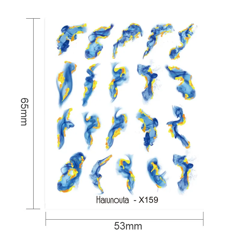 Наклейки для ногтей с черными чернилами и мраморным узором
