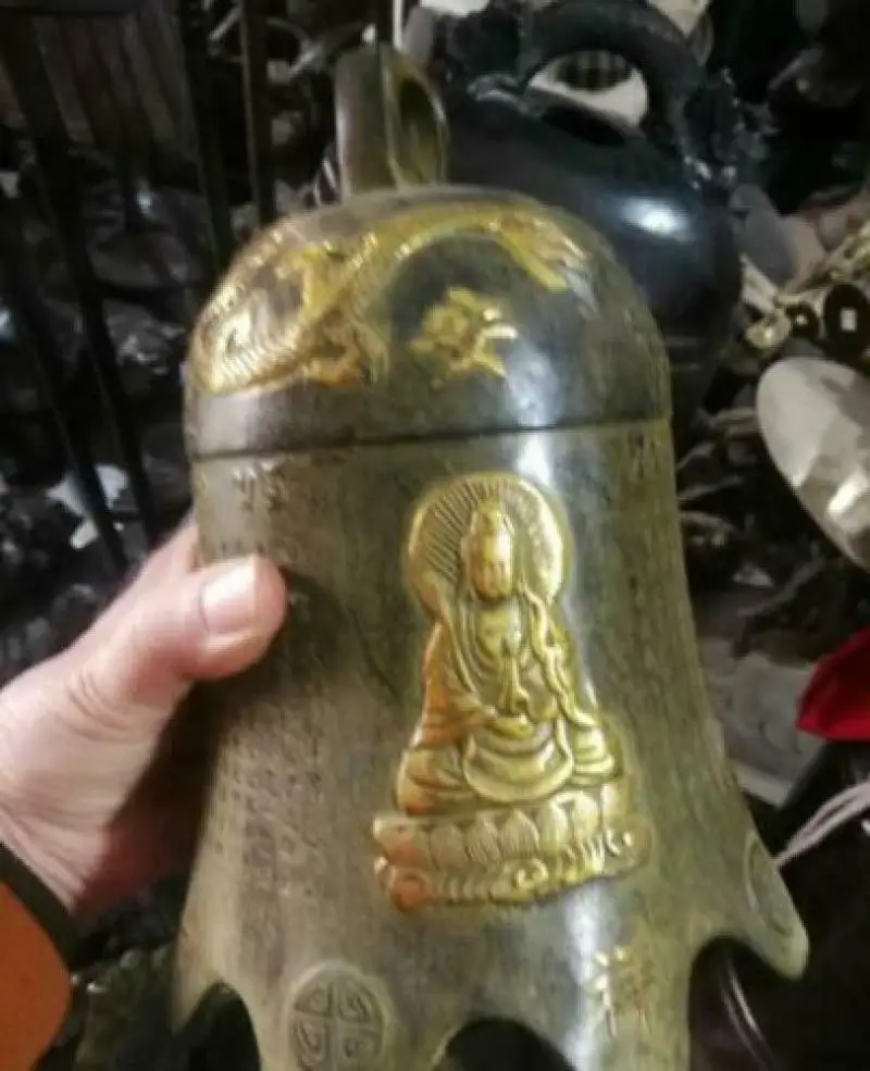 Тибетская бронзовая буддистская храм летающая Статуя Дракона колокольчик