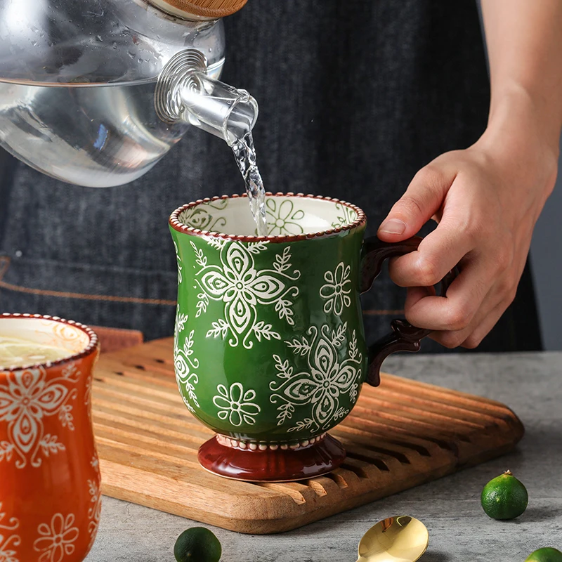 

Ручная роспись японская керамическая кружка Бытовая чашка для воды Женская креативная чашка для завтрака из овсянки кофейная чашка