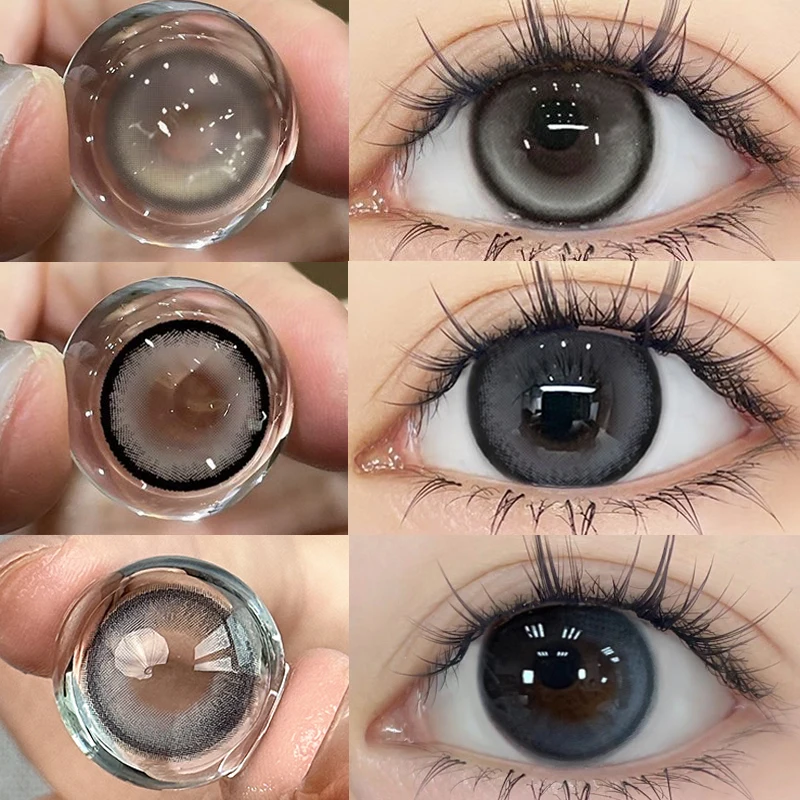 KSSEYE 2PCS Blue Colored Contact Circular Lenses Degree -0.00 to -8.00 Gray Eyes Beauty Pupil Brown Makeup Lens Free Shipping