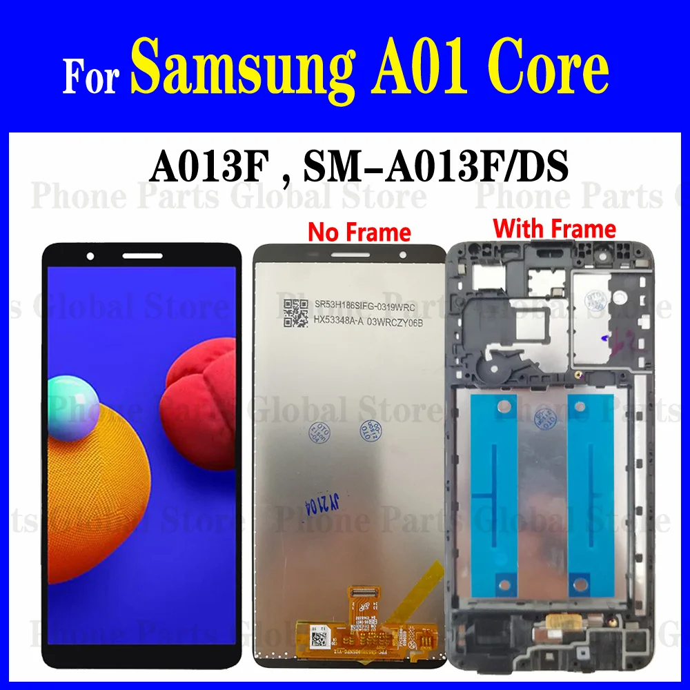Дисплей 5,3 дюйма для Samsung Galaxy A01 Core, ЖК-дисплей с рамкой A013 SM-A013F/DS, сенсорный экран с дигитайзером в сборе, запасные части