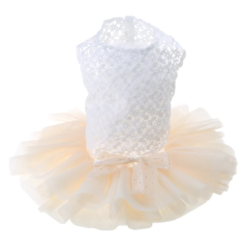 

Lovely Puppy Wedding Dress White Lace Dress Dog Princess Skirt Spring G6KA