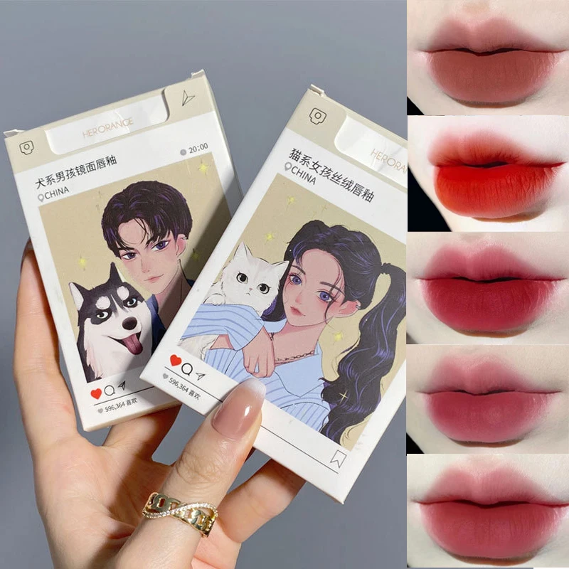 

5Pcs Cigarette Case Lipstick Set Painting Series Waterproof Lasting Not Blooming Lip Glaze Set Lip Gloss Makeup Cosmetic TSLM1
