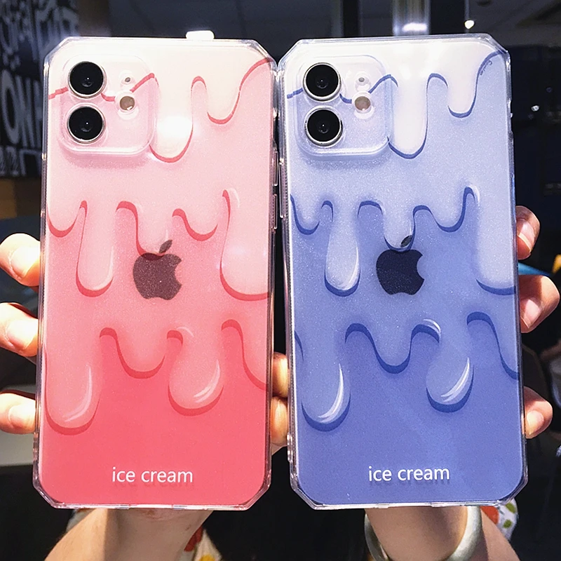 

Soft ice cream Transparent Phone Case For iPhone 11 12 13 Pro Max XS Max X XR 7 8 Plus SE 2020 Candy Bumper Back Cover