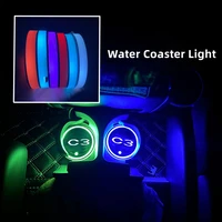 luminous car water cup coaster holder 7 colorful usb charging car led atmosphere light for citroen c3 car accessories