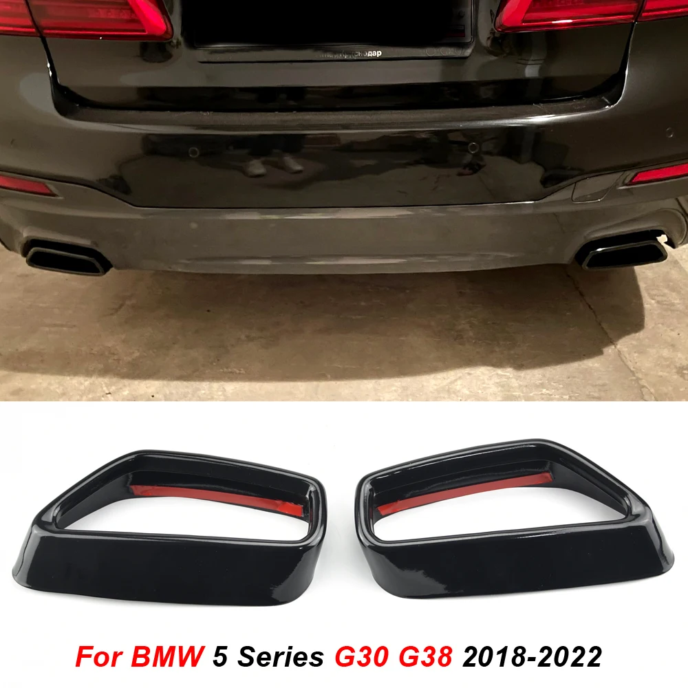 

Black Stainless Steel Car Tail Throat Accessories Car Tail Muffler Exhaust Pipe Output Cover For BMW 5 Series G30 G38 2018-2022