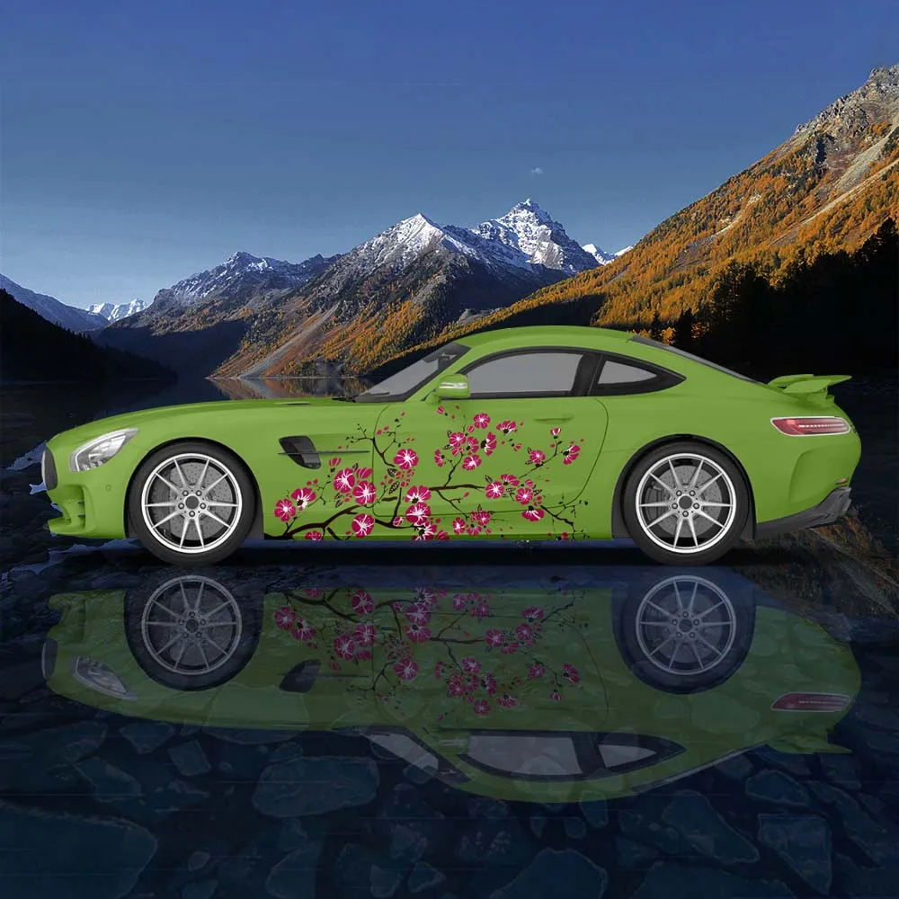 

Abstract Cherry Blossoms Car Livery, Japanese Theme Vehicle Wrap, Plum Bossom Large Vehicle Graphics