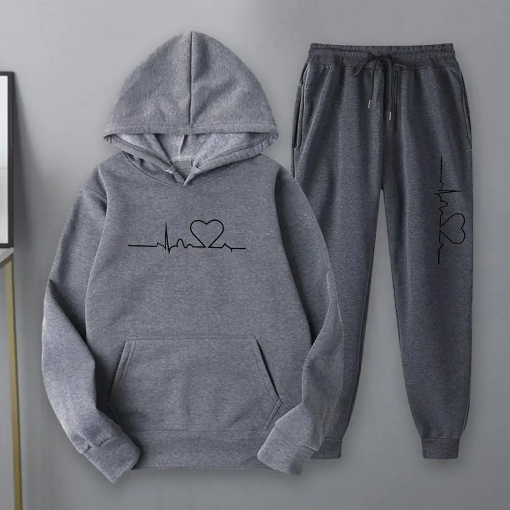 

Stylish Hooded Tracksuit for Men Stylish Unisex Sports Jogging Suit Set with Printed Hoodies Elastic Waist for Wear for Men