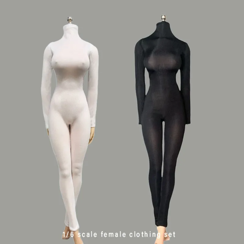 

1/6 Female Soldier Black White Tight Sexy High Stretch Bodysuit Mini Clothes Accessories Fits 12 Inches Action Figure Dolls