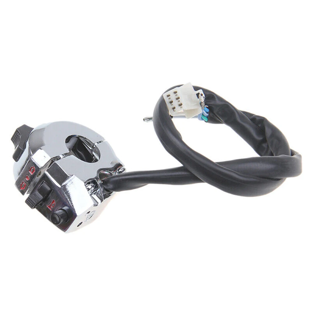 

1pcs Motorcycle Handlebar Switch 22mm 7/8inch Handlebar Headlight Indicator Turn Signal Light Horn Switch 6 Pins Chrome Alloy