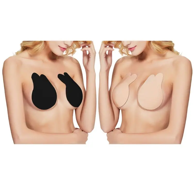 

2Pcs/Pair Women Cute Rabbit Ear Невидимый бюстгальтер Подъемные наклейки на грудь Дышащие