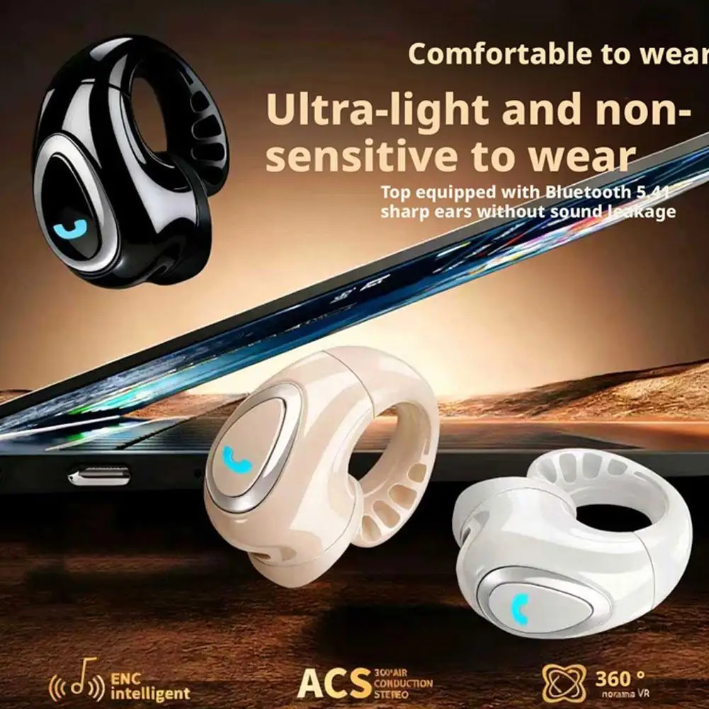 Фото Мини-невидимые наушники, одиночные Bluetooth-наушники, клипсы с открытыми ушками, спортивные наушники-вкладыши Hands Free, Hi-Fi музыка №4