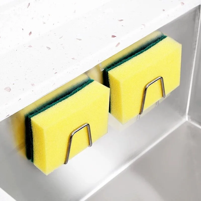 

Kitchen Sponges Holder Self Adhesive Sink Sponges Drain Drying Rack Stainless Steel Kitchen Sink Accessories Organizer