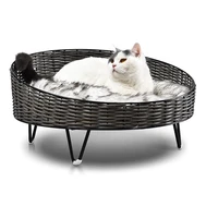 modern art design hand woven artificial rattan pet dog cat sofa bed