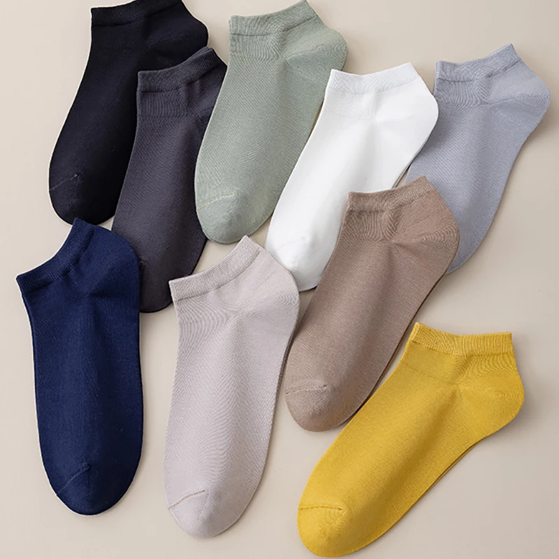 Solid Color Men's Socks 2 Pairs Absorb Sweat And Breathe Summer Thin Men Of Low Tube Socks High Elastic, Classic And Versatile