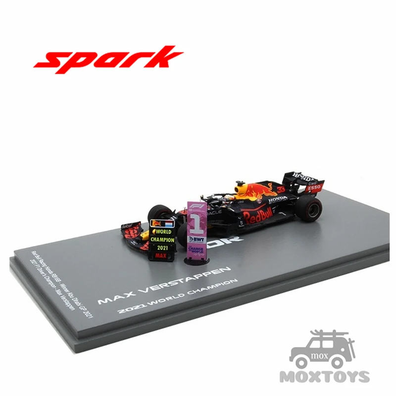 

Spark 1:43 2021 F1 Honda RB RB16B No.33 Max Winner Abu Dhabi w/ No.1 Board Model Car