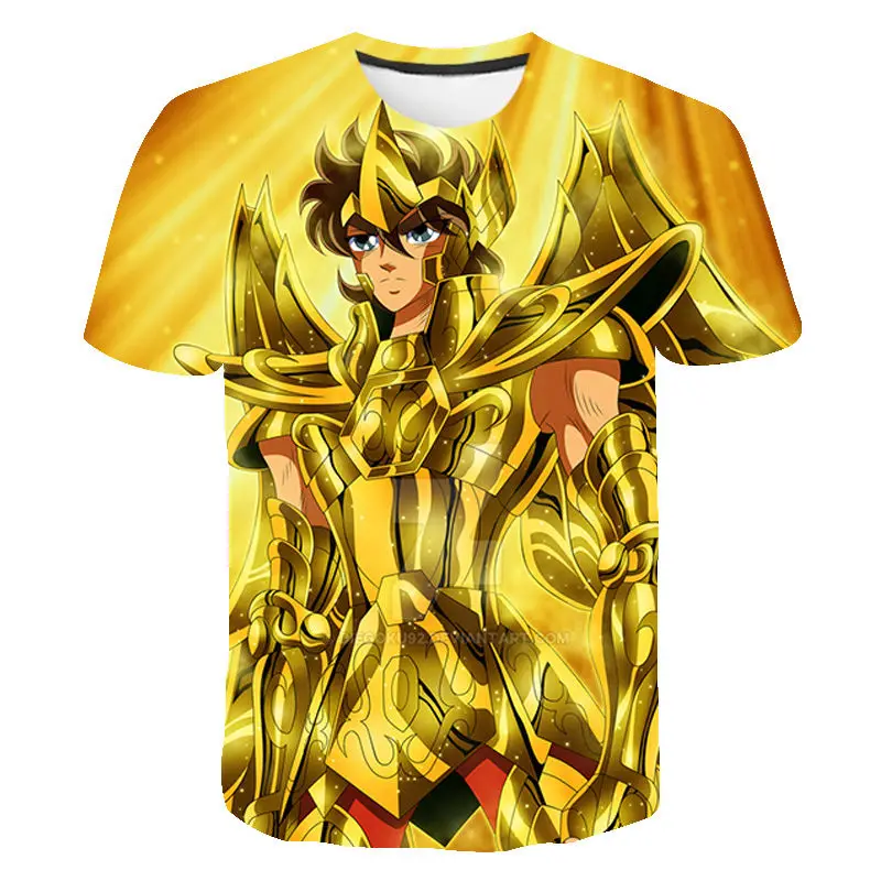 

Летняя футболка с 3D принтом Saint Seiya, Повседневная модная уличная одежда для мужчин и женщин, хлопковые крутые Топы с коротким рукавом для мал...